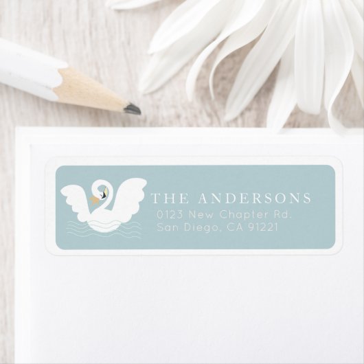 Swan Princess Modern Blue Return Address (Insitu)