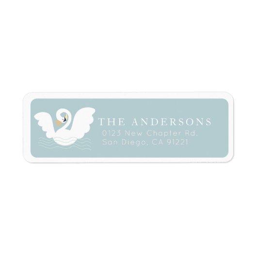 Swan Princess Modern Blue Return Address (Vorne)