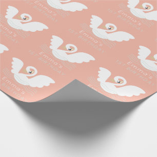 Swan Princess Modern Pink Girl Geburtstag Geschenkpapier