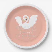 Swan Princess Modern Pink Girl Geburtstag Pappteller (Vorderseite)