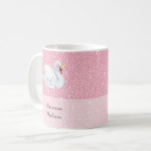 Swan Princess Monogram Pink Glitzer Kaffee Tasse (Vorderseite Links)