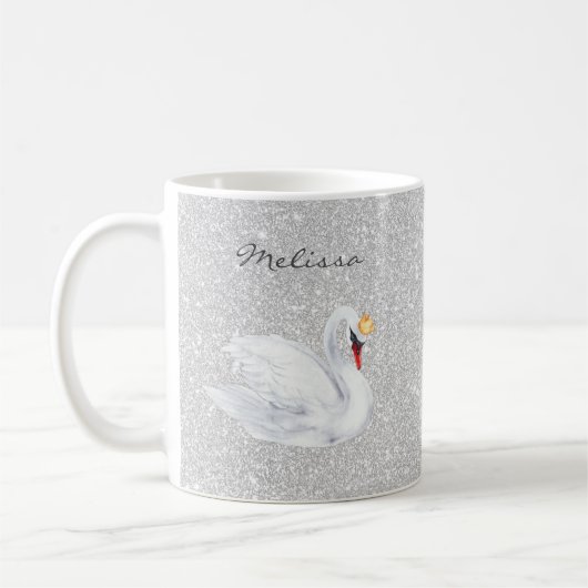 Swan Princess Monogram Silver Glitzer Kaffeetasse (Links)