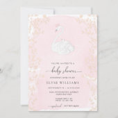 Swan Princess Pink Baby Dusche Einladung (Vorderseite)