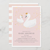 Swan Princess Pink Baby Dusche Einladung (Vorne/Hinten)