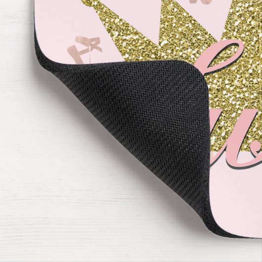 Swan Princess Pink & Gold Glitzer Crown Glam Mousepad (Ecke)