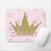 Swan Princess Pink & Gold Glitzer Crown Glam Mousepad (Mit Mouse)