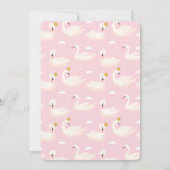 Swan Princess Pink & Gold Wasserfarbe 1. Geburtsta Einladung (Rückseite)