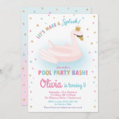 Swan Princess Pool Party Birthday Girl Floatie Einladung (Vorne/Hinten)