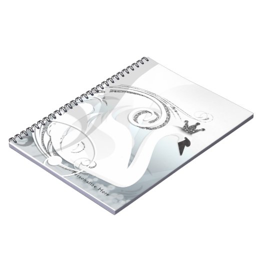 Swan Princess Silver & White Custom Notizblock (Linke Seite)