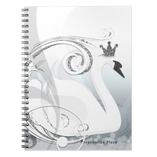 Swan Princess Silver & White Custom Notizblock (Vorderseite)