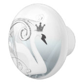 Swan Princess Silver & White Elegante Chic Keramikknauf (Rechts)