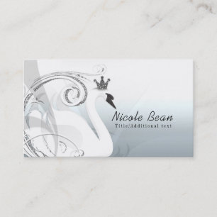 Swan Princess Silver & White Elegante Custom Chic Visitenkarte