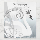 Swan Princess Silver & White Elegante Custom Wine Weinetikett (Einzelnes Label)