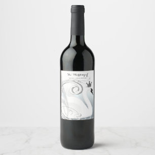 Swan Princess Silver & White Elegante Custom Wine Weinetikett