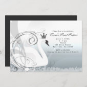 Swan Princess Silver & White Elegante Einladung (Vorne/Hinten)