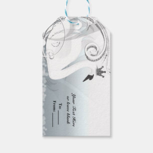 Swan Princess Silver & White Elegantes Party Geschenkanhänger