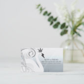 Swan Princess Silver & White Refer a Friend Empfehlungskarte (Stehend Vorderseite)