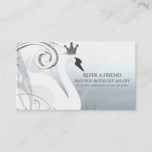 Swan Princess Silver & White Refer a Friend Empfehlungskarte (Vorderseite)