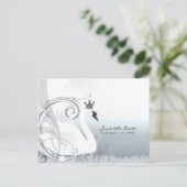 Swan Princess Silver & White Save the Date Ankündigungspostkarte (Stehend Vorderseite)