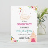 Swan Princess Slumber Party Einladung (Stehend Vorderseite)