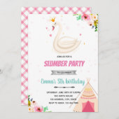 Swan Princess Slumber Party Einladung (Vorne/Hinten)