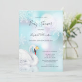Swan Princess | Winter Girl Baby Dusche Einladung (Stehend Vorderseite)
