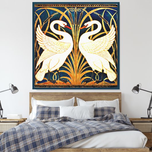 Swan, Rush und Iris, Leinwanddruck (Insitu (Schlafzimmer))