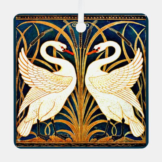 Swan, Rush und Iris, Ornament Aus Metall (Vorderseite)