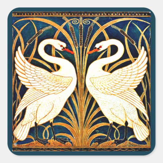 Swan, Rush und Iris, Quadratischer Aufkleber (Vorderseite)