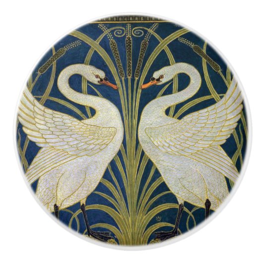 Swan, Rush und Iris von Walter Crane Keramikknauf (Vorderseite)