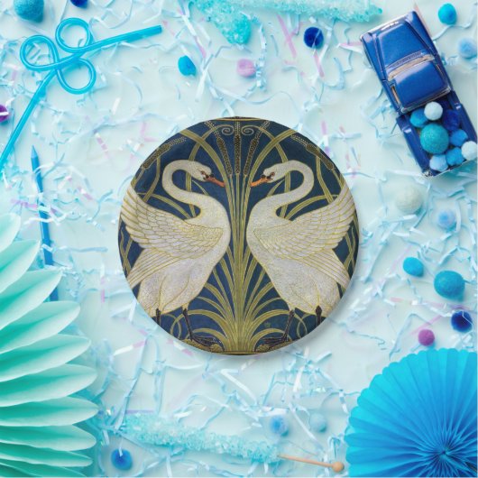 Swan, Rush und Iris von Walter Crane Pappteller (Party)