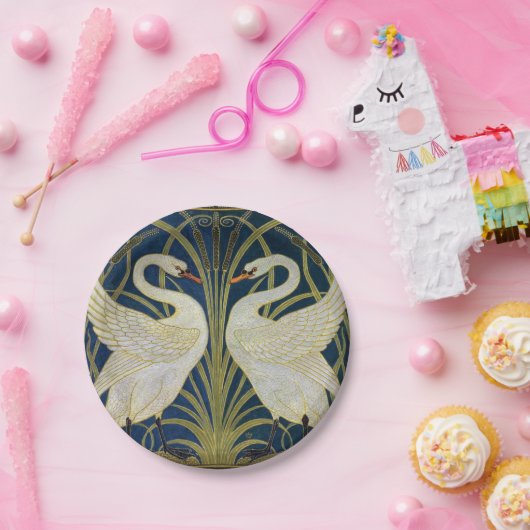 Swan, Rush und Iris von Walter Crane Pappteller (Party)