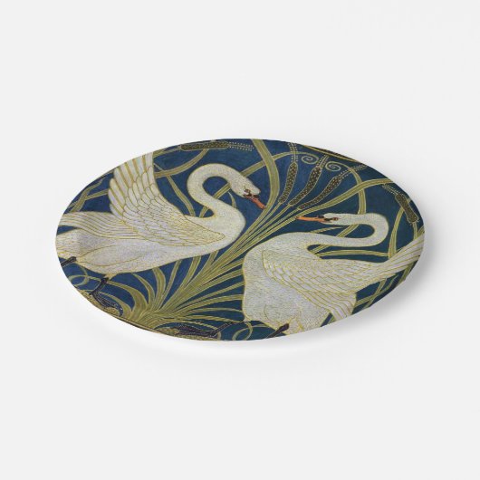 Swan, Rush und Iris von Walter Crane Pappteller (Schrägansicht)