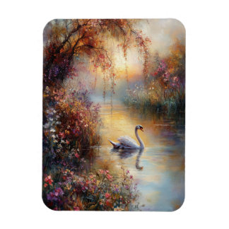 Swan Rustic Impressionist Malerei flexibel Magnet