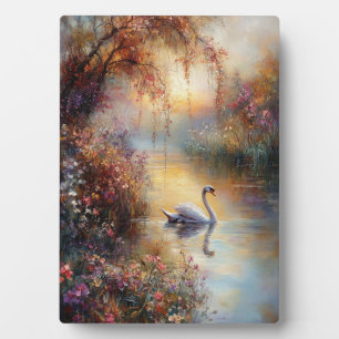 Swan Rustic Impressionist Malerei Fotoplatte