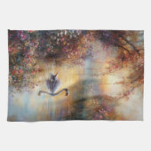 Swan Rustic Impressionist Malerei Geschirrtuch (Horizontal)
