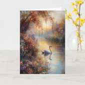 Swan Rustic Impressionist Malerei Karte (Gelbe Blume)