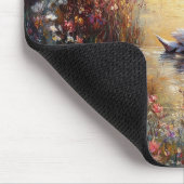 Swan Rustic Impressionist Malerei Mousepad (Ecke)