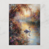 Swan Rustic Impressionist Malerei Postkarte (Vorderseite)