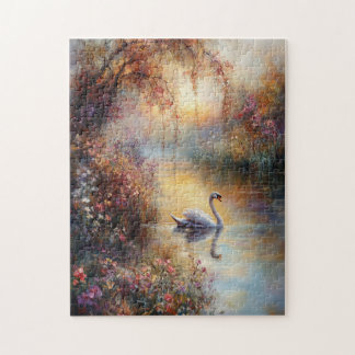 Swan Rustic Impressionist Malerei Puzzle