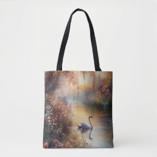 Swan Rustic Impressionist Malerei Tasche