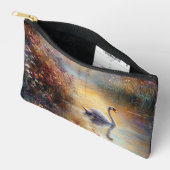 Swan Rustic Impressionist Malerei Zubehörtasche (Offen)