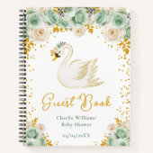 Swan Sage Green Gold Rose Babydusche Gästebuch Notizblock (Vorderseite)