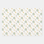 Swan Sage Green und Gold Floral Rose Geschenkpapier Set (Vorderseite)