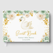 Swan Sage Green und Gold Rose Baby Showroom Gästebuch (Vorderseite)