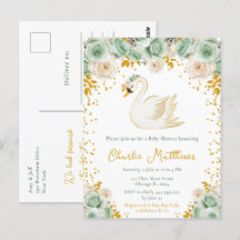 Swan Sage Green und Gold Rose Baby Showroom