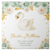 Swan Sage Green und Gold Rose Birnenstatistik Fliese (Vorderseite)