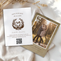 Swan Save the Date Foto Card Elegantes Braun