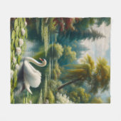 Swan Schwimmen auf dem Teich Impressionist Malerei Fleecedecke (Vorderseite (Horizontal))