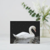 Swan Schwimmen in der Nacht Postkarte (Stehend Vorderseite)